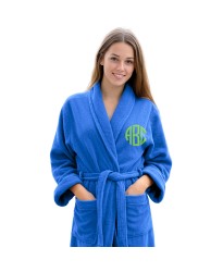 Personalised Round Block Monogram Terry Bathrobe – Custom  Luxury Embroidered Robe for Men & Women | Super Soft Spa & Hotel Quality Dressing Gown